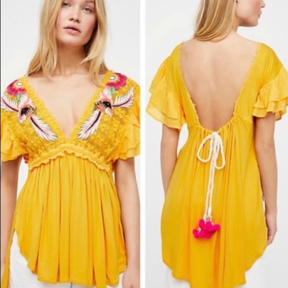 Free People Fiesta Nueva Embroidered Top